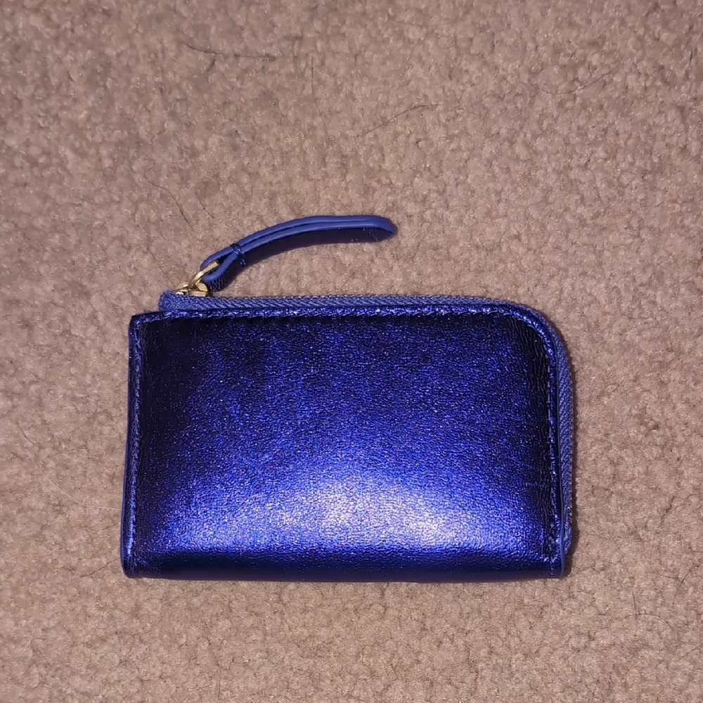 Vera Bradley Zip Card Pouch Metallic Purple Leather